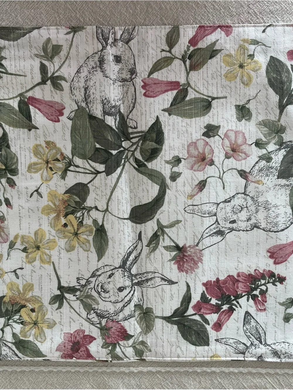 Easter Spring Placemats Pack of 4 - Bunnies, Flowers, Script